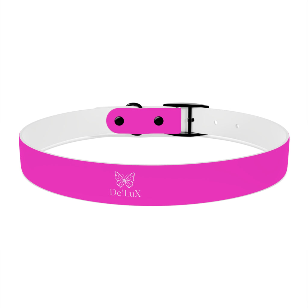 Bright Pink Dog Collar — De'Lux Butterfly Adjustable Pet Collar