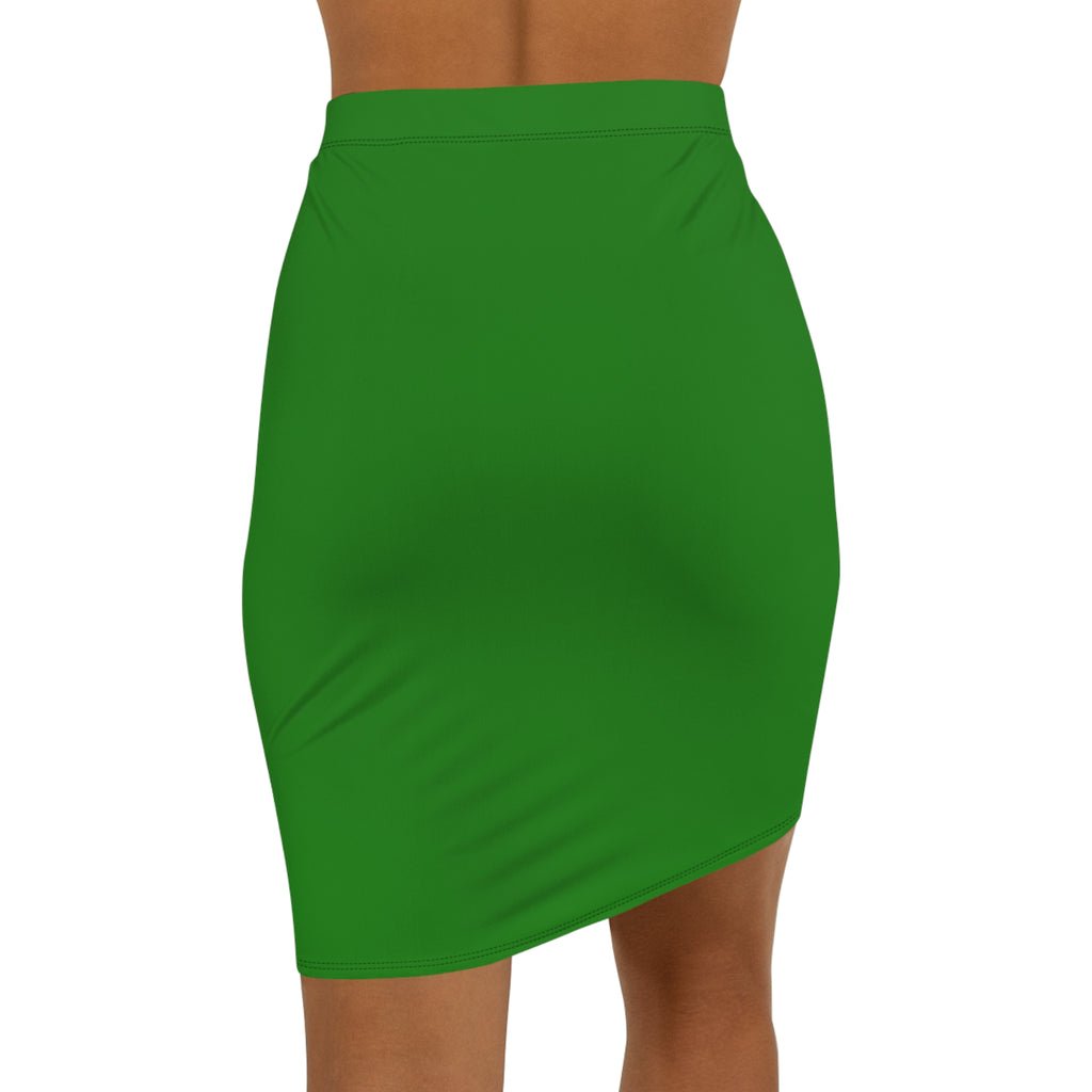 Green Butterfly Logo Pencil Skirt — De'LuX Branded Mid-Waist