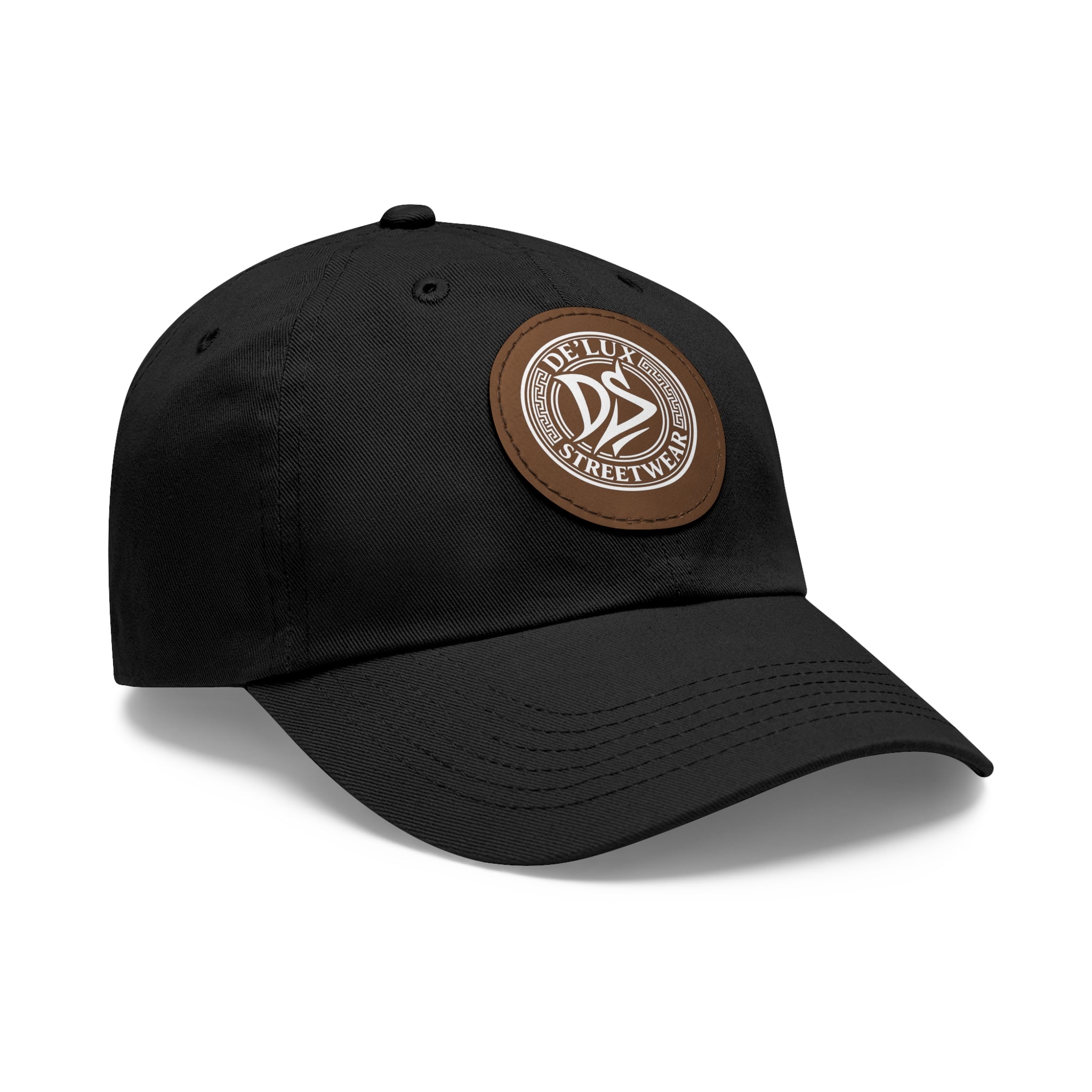 Deluxe Streetwear Leather Patch Dad Hat — Round Logo Cap
