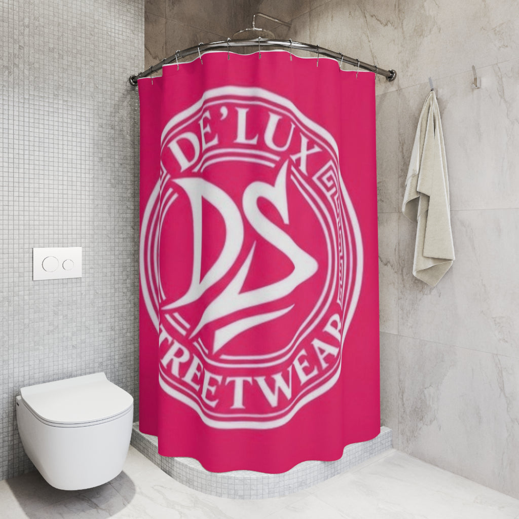 De'Lux Streetwear DS Logo Pink Shower Curtain – Bold Urban Bathroom Decor