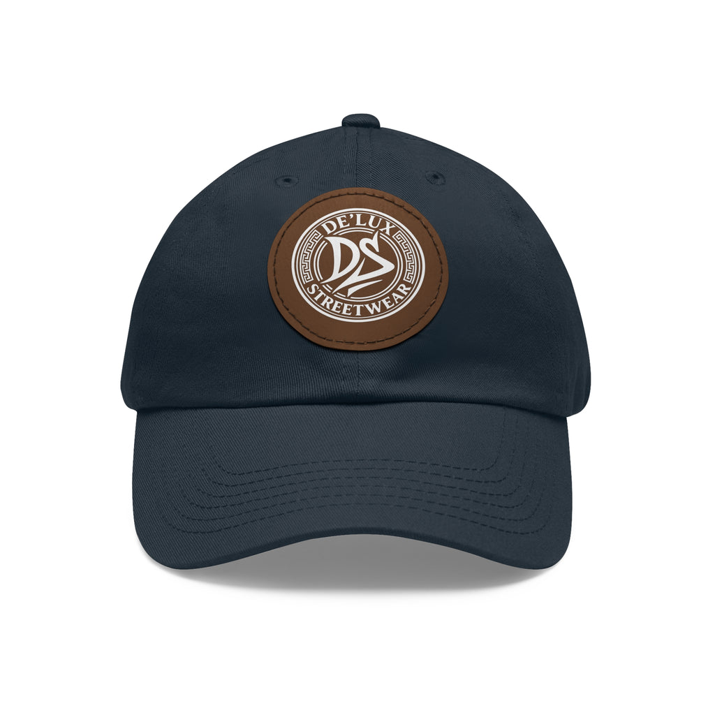 Deluxe Streetwear Leather Patch Dad Hat — Round Logo Cap