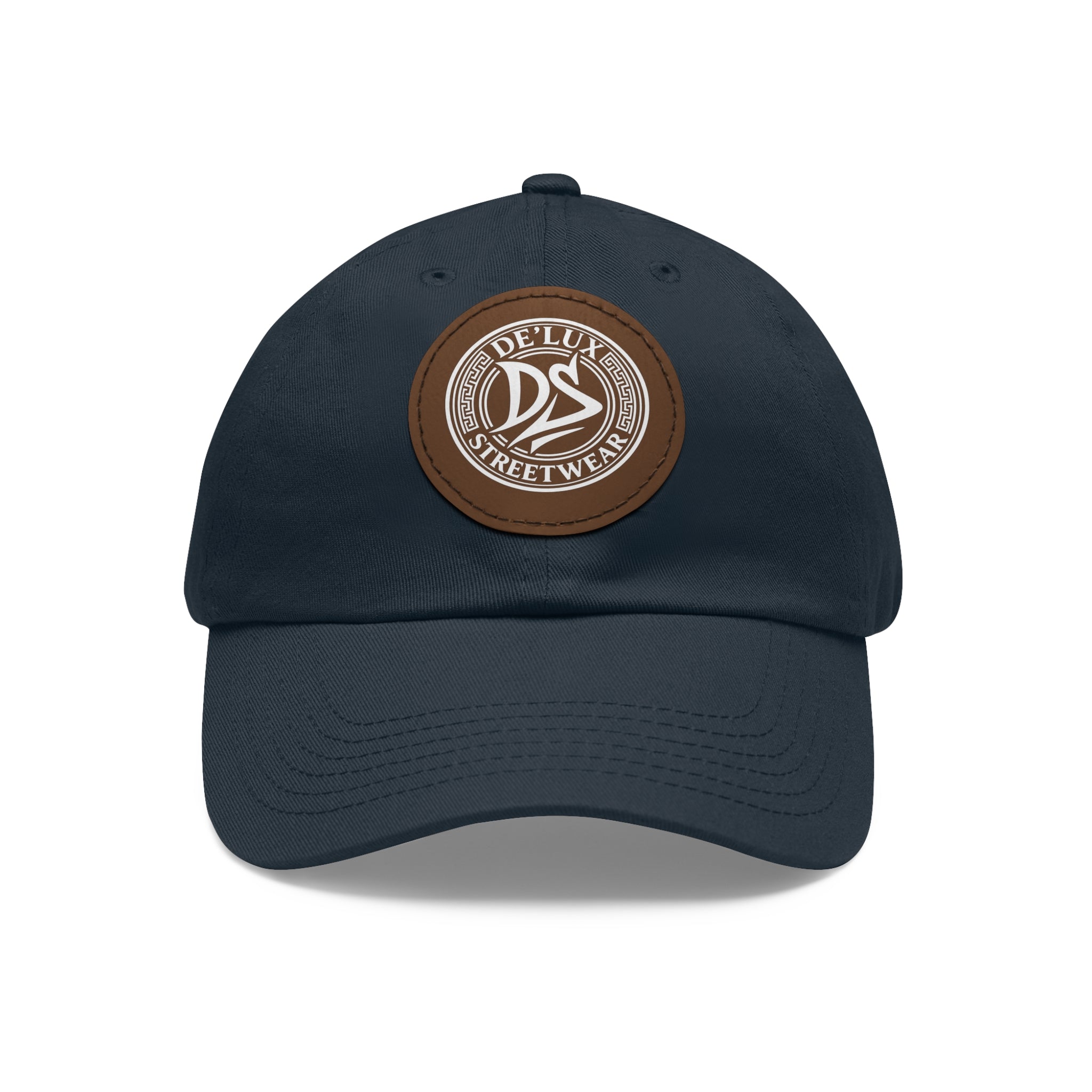 Deluxe Streetwear Leather Patch Dad Hat — Round Logo Cap