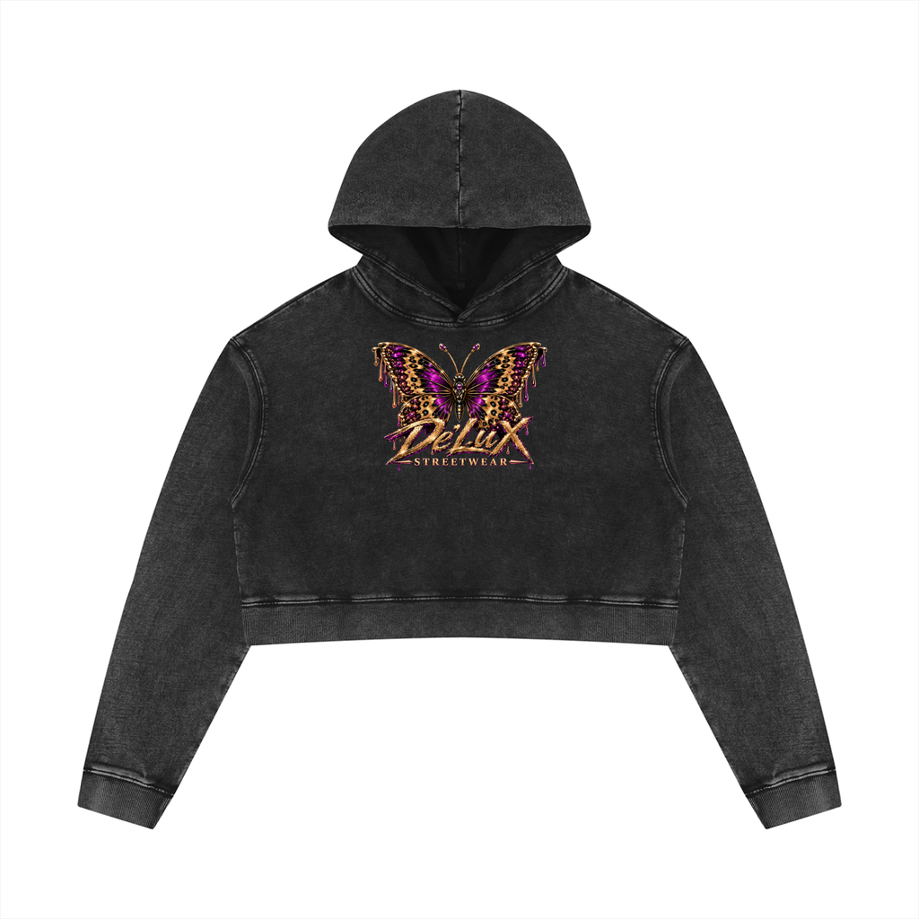 DeLuX Women’s Mineral Washed Crop Hoodie