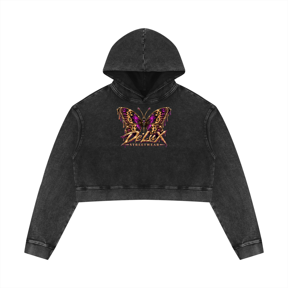 DeLuX Women’s Mineral Washed Crop Hoodie