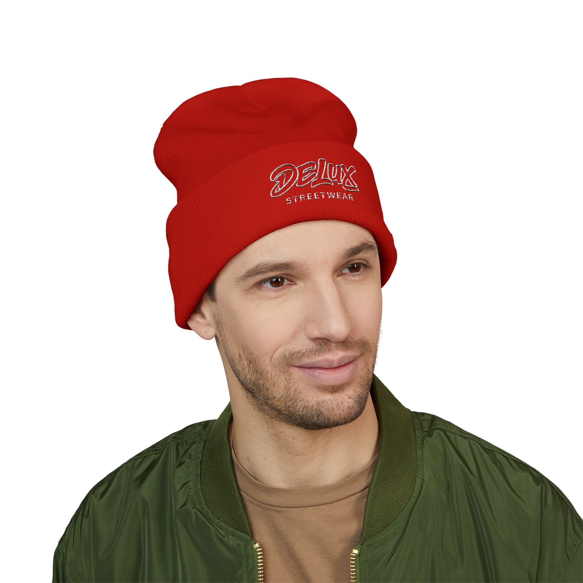 Delux Streetwear Embroidered Cuffed Beanie — Bold Knit Hat