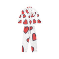 Heart Print Satin Pajamas — Women's Valentine Loungewear Set