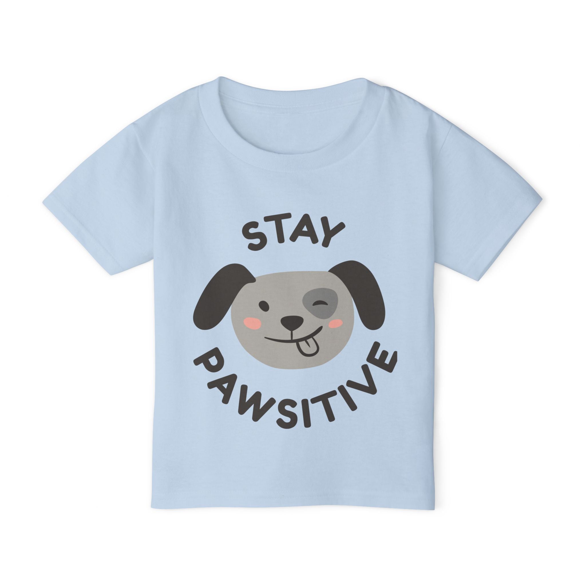 Toddler T-Shirt — "Stay Pawsitive" Cute Winking Puppy Kids Tee
