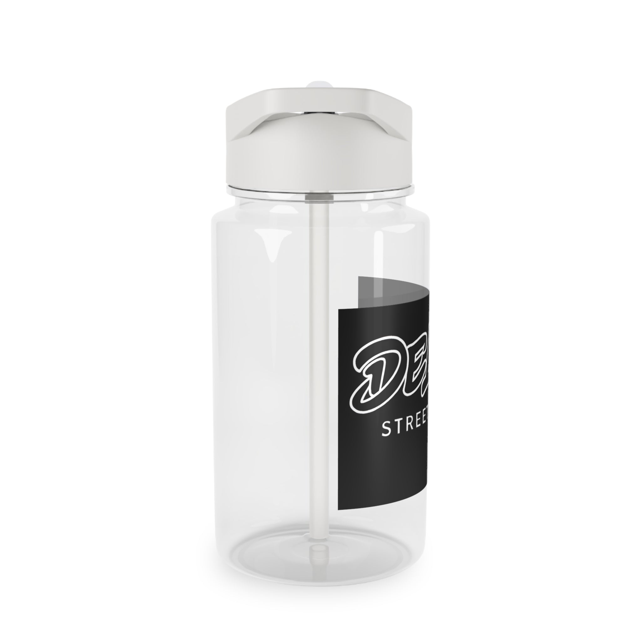 Delux Streetwear Tritan Water Bottle — Clear Sports Bottle with Straw
