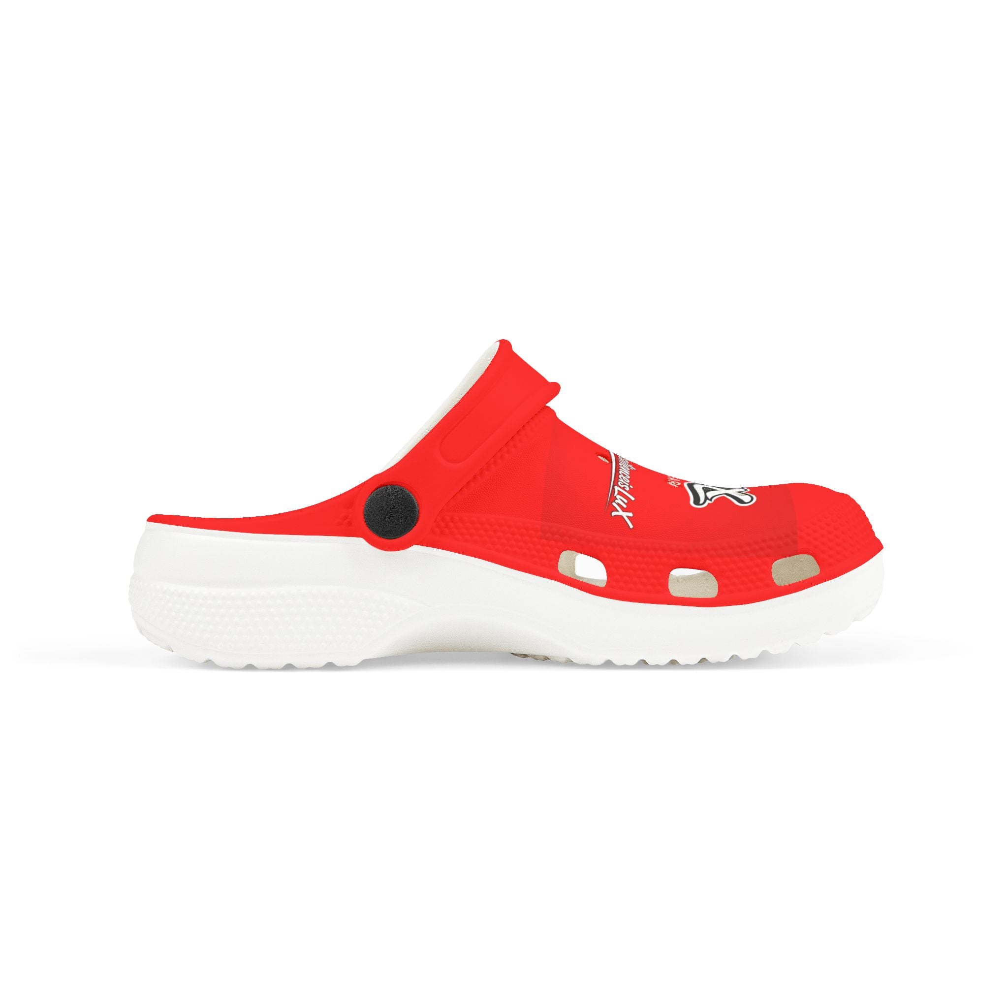 Kids Red Streetwear EVA Foam Clogs — 'Delux' Graphic Slip-On Sandals