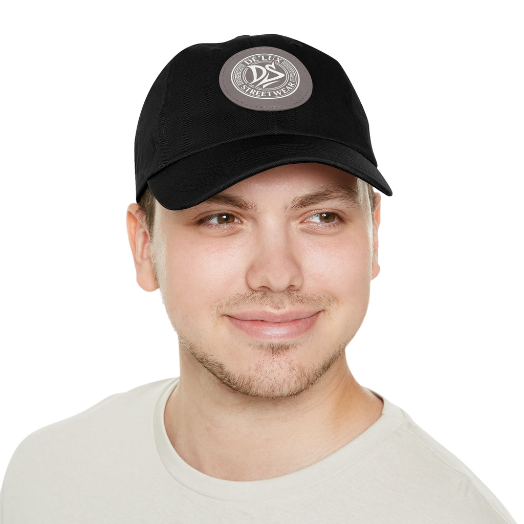 Deluxe Streetwear Leather Patch Dad Hat — Round Logo Cap