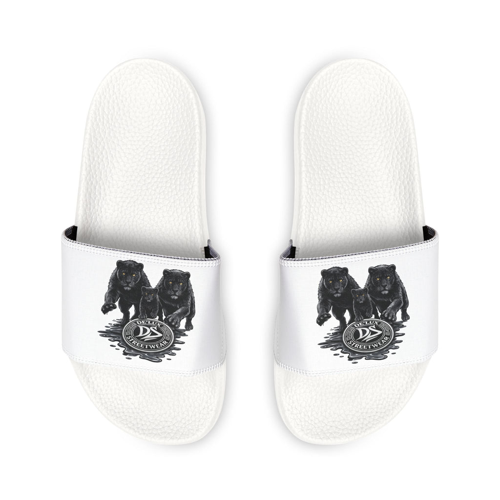 Slide Sandals — Men's White DeLuX Logo Removable-Strap Slides