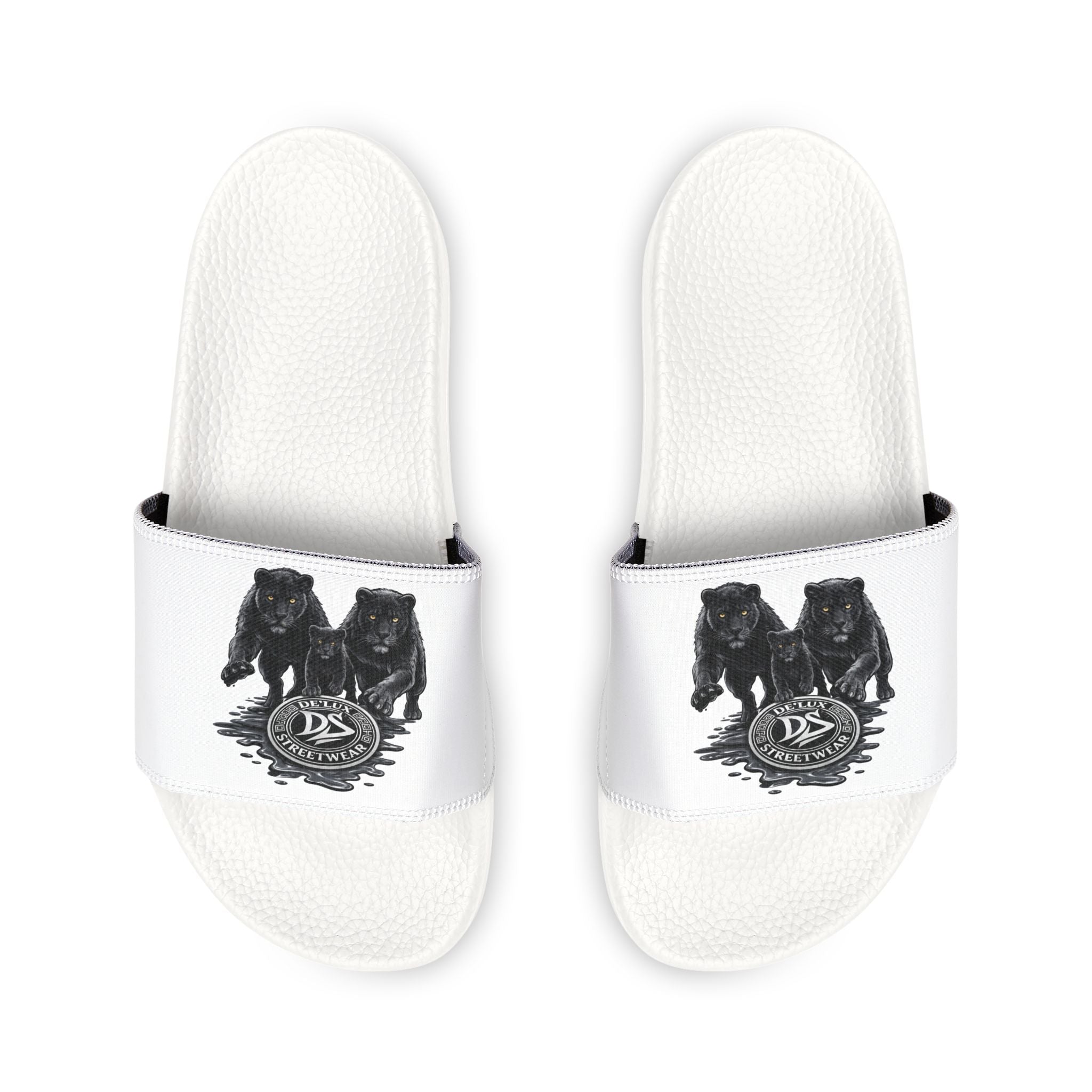 Slide Sandals — Men's White DeLuX Logo Removable-Strap Slides