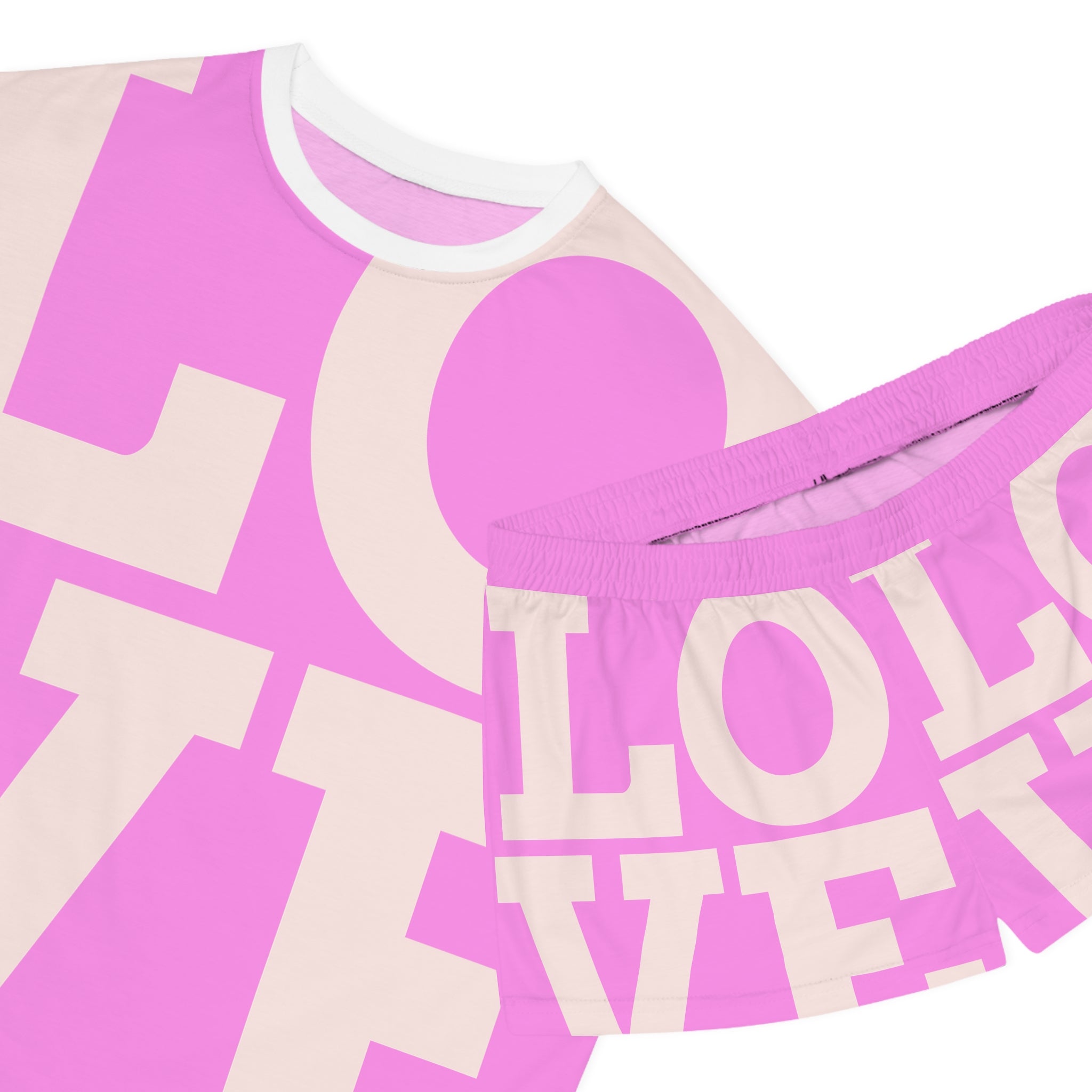 LOVE Pink Women's Short Pajama Set — Cute Graphic Sleepwear