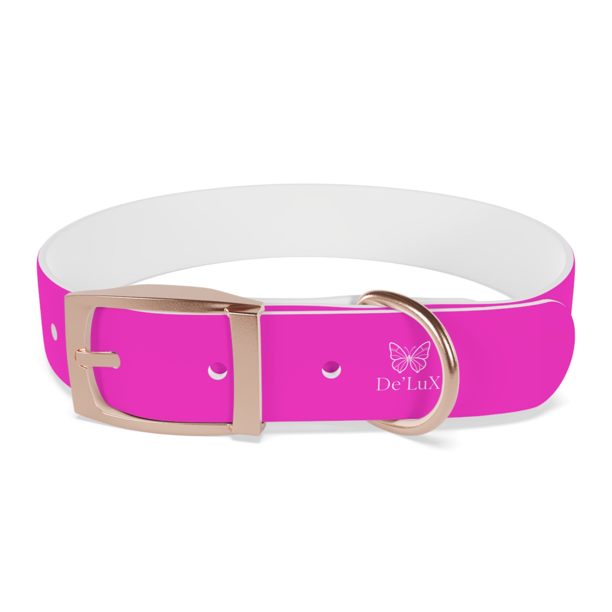 Bright Pink Dog Collar — De'Lux Butterfly Adjustable Pet Collar