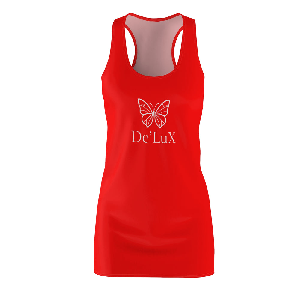 Red Racerback Dress with 'De'LuX' Butterfly Logo — Women's Casual Summer Dress