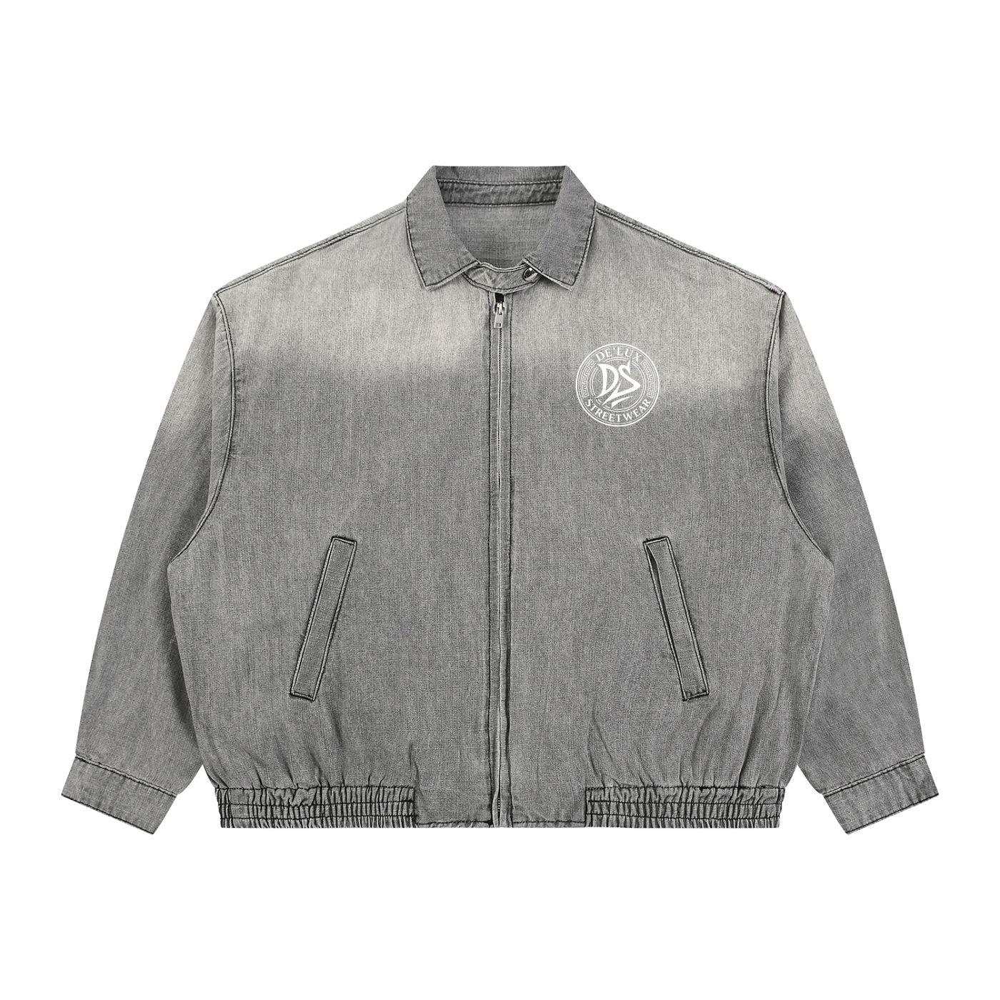 DeLuX Symbolized Vintage Wash Full-Zip Denim Jacket