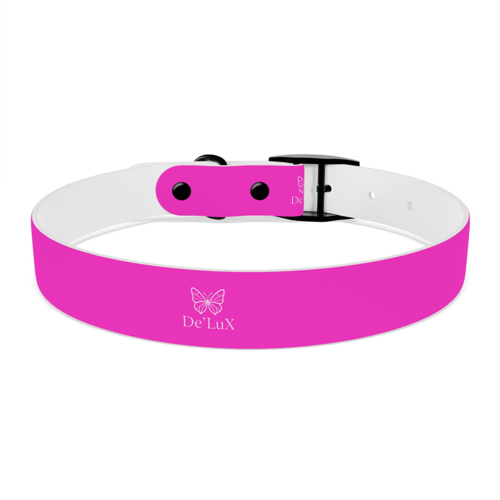 Bright Pink Dog Collar — De'Lux Butterfly Adjustable Pet Collar