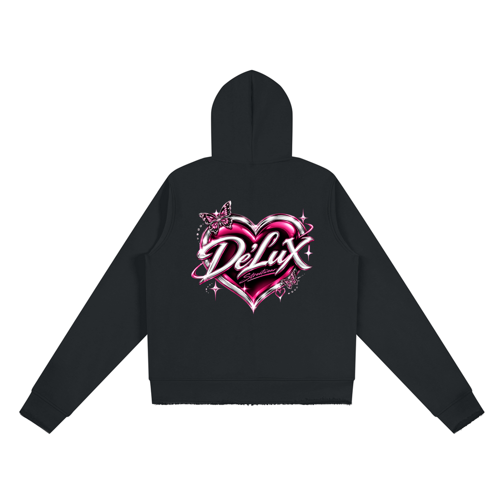 DeLuX Women’s Raw Edge Full Zip Hoodie