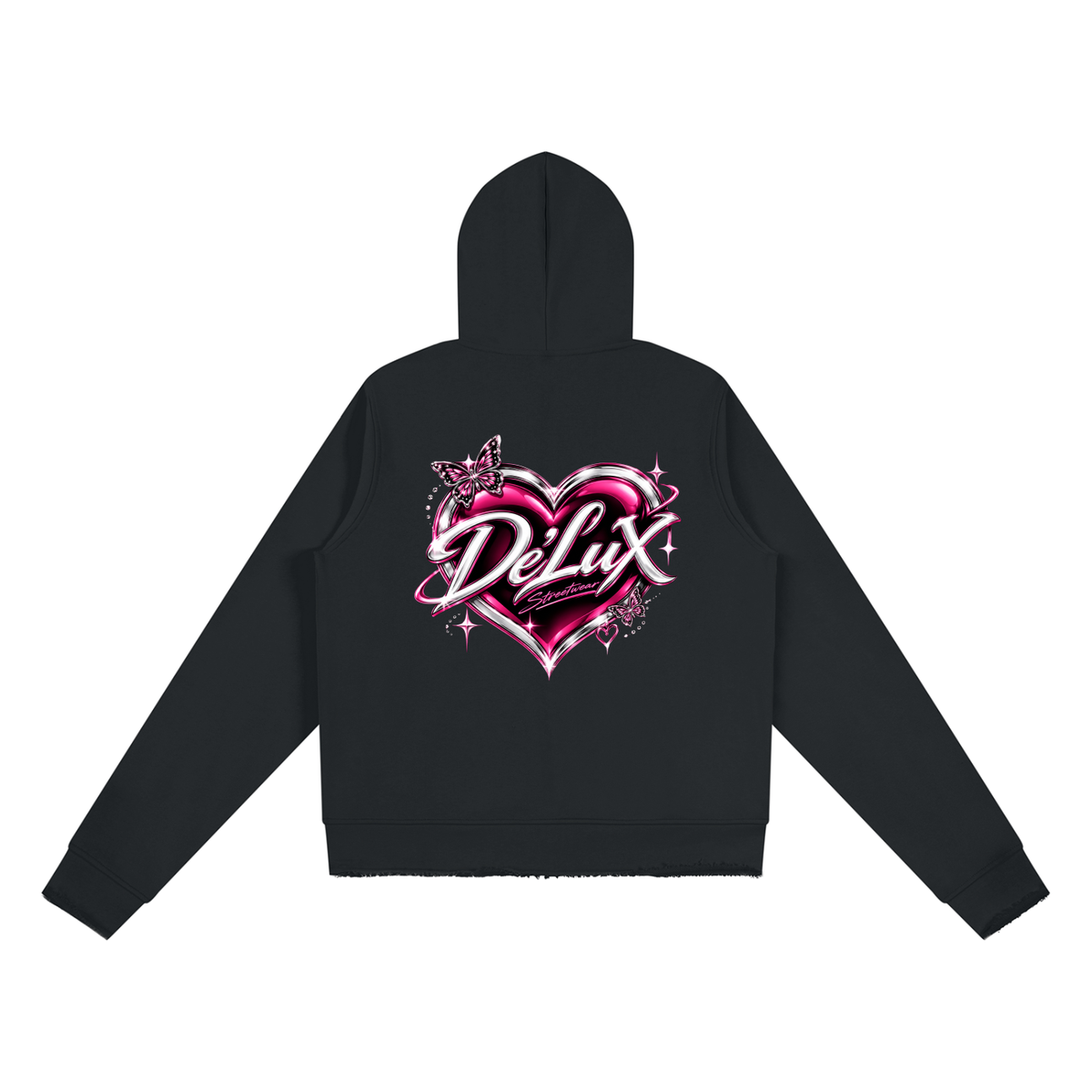 DeLuX Women’s Raw Edge Full Zip Hoodie