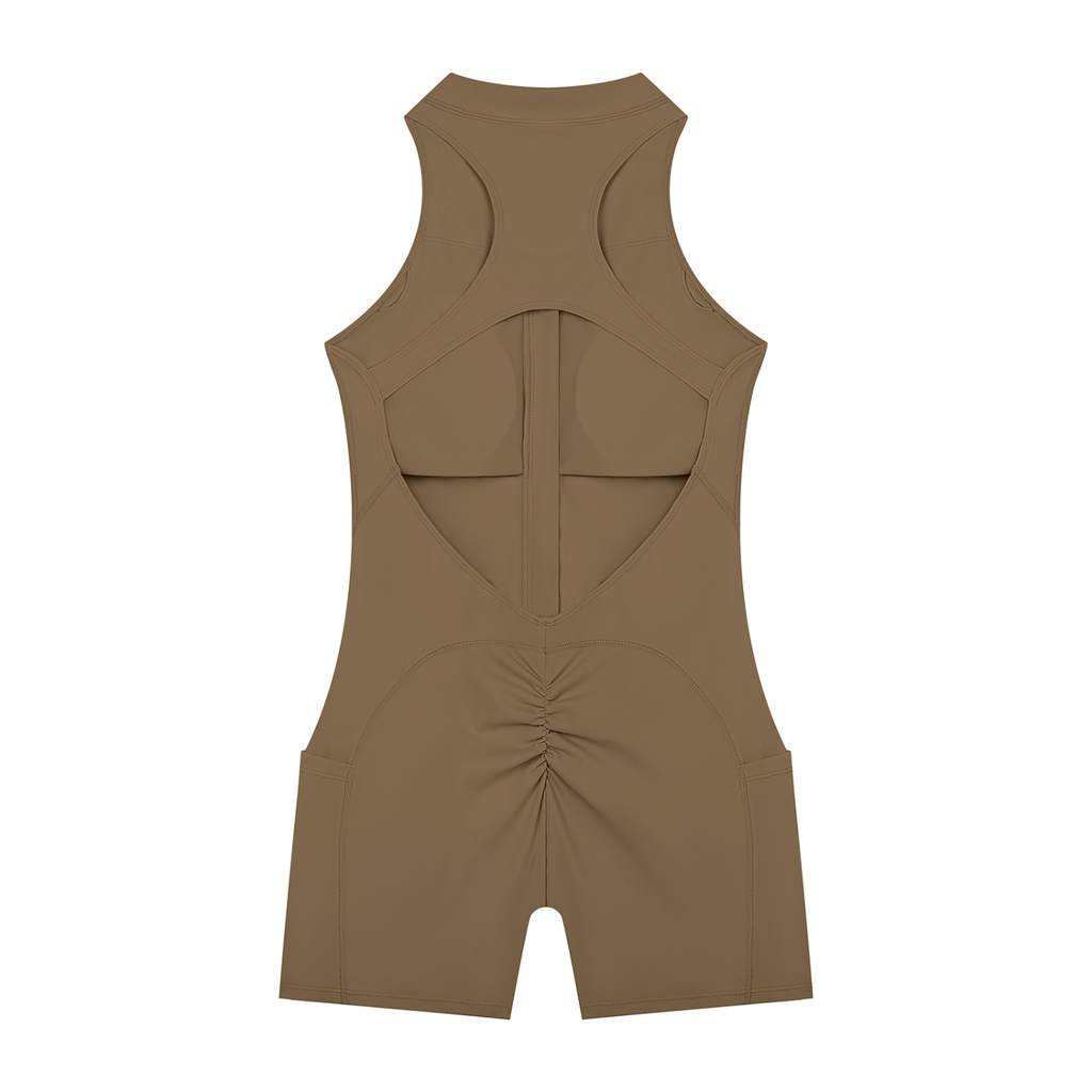DeLuX Women’s Quarter-Zip Yoga Romper