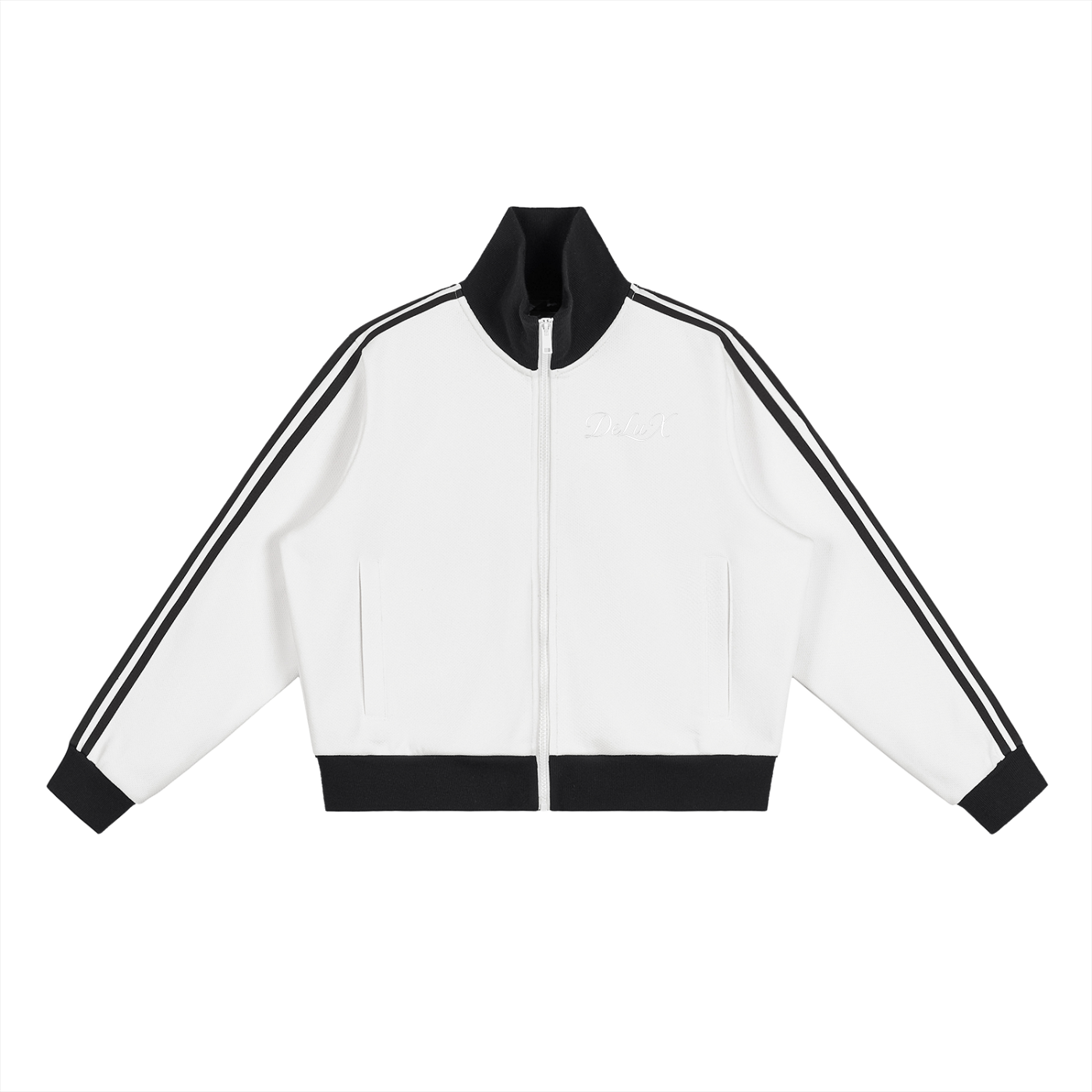 Women Contrast Side Stripe Fleece Cropped Track Jacket