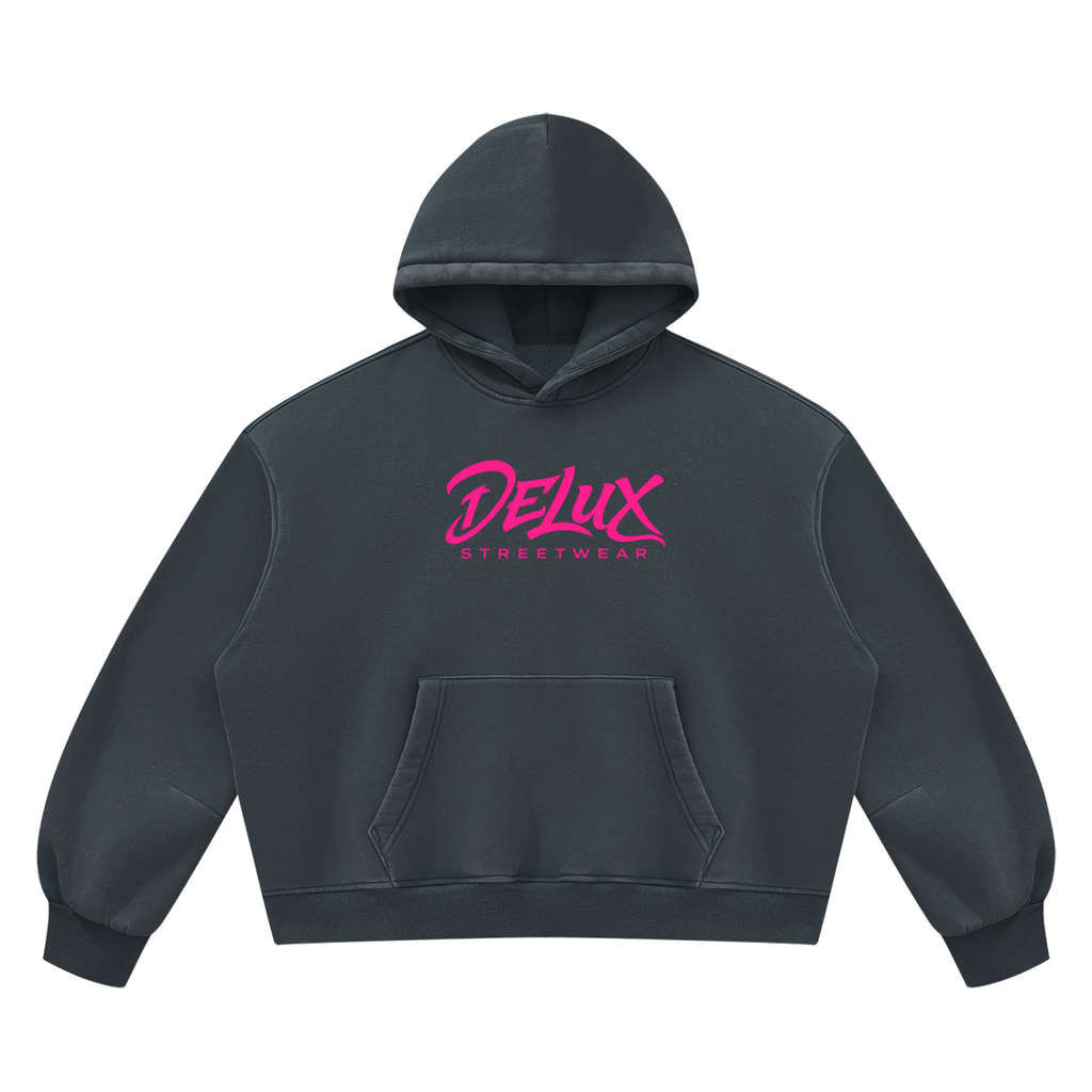 DeLuX Vintage Wash Boxy Fleece Hoodie