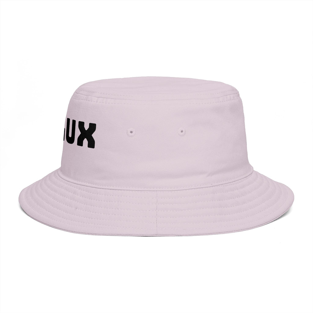 DELUX Brown Bucket Hat — Retro Logo Casual Sun Hat