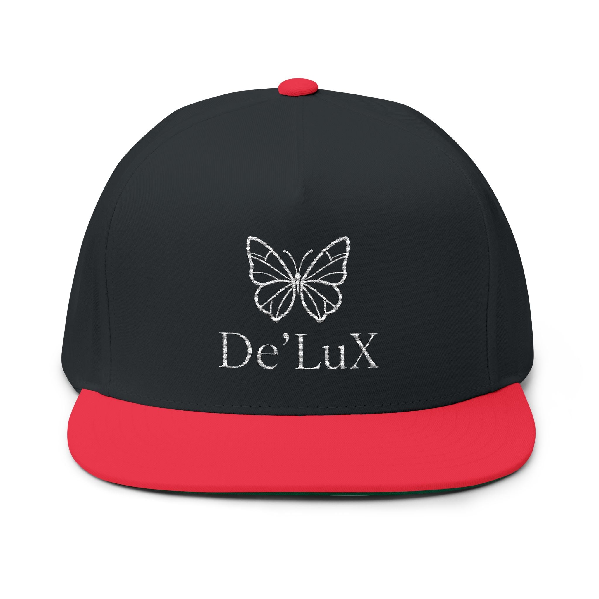 DeLuX Women Embroidered Butterfly Rhinestone Flat Bill Cap — Luxe 'Bee Lux' Snapback