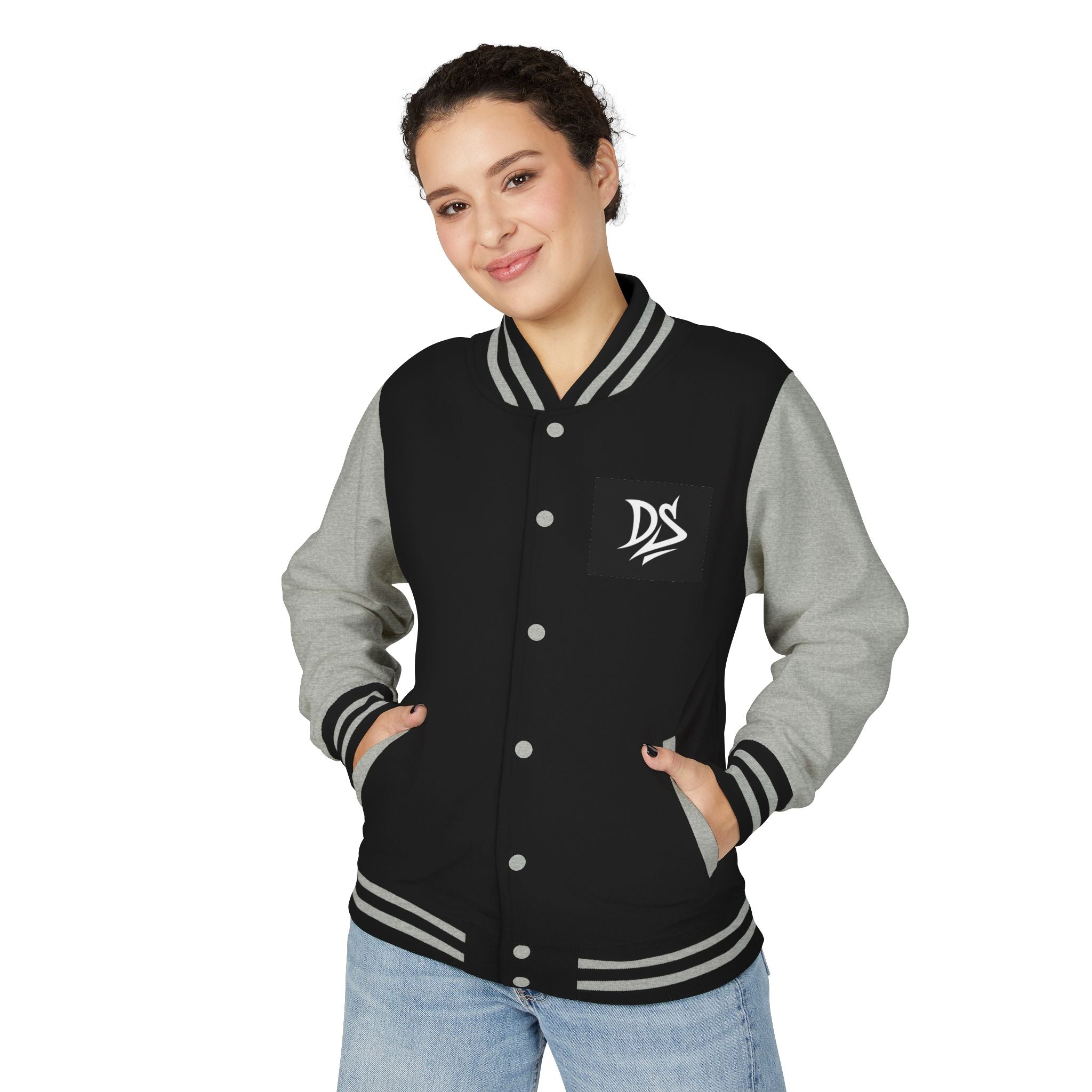 Letterman Jacket — Pink Varsity Jacket with 'DS' Logo