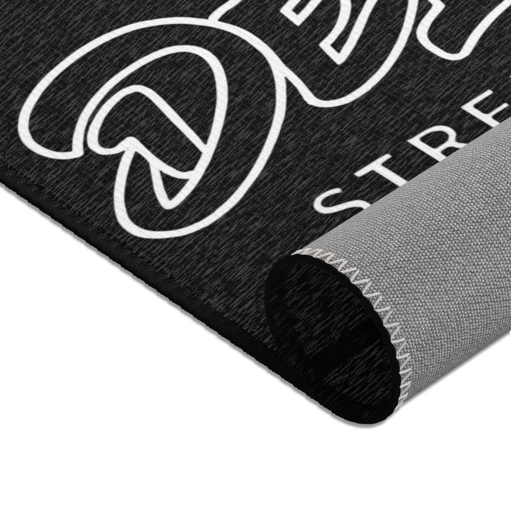 Delux Streetwear Black Logo Area Rug — Modern Urban Entryway Mat