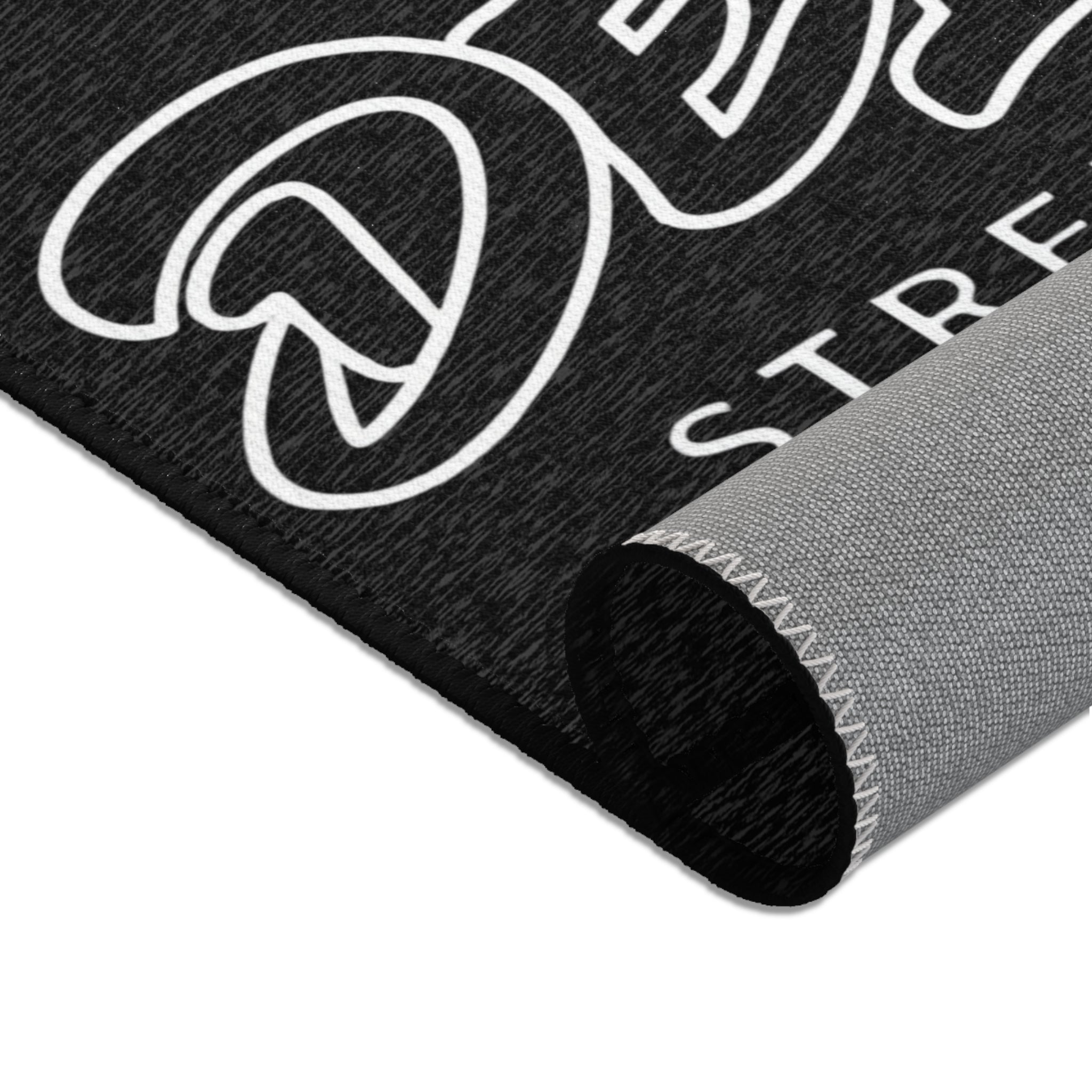 Delux Streetwear Black Logo Area Rug — Modern Urban Entryway Mat