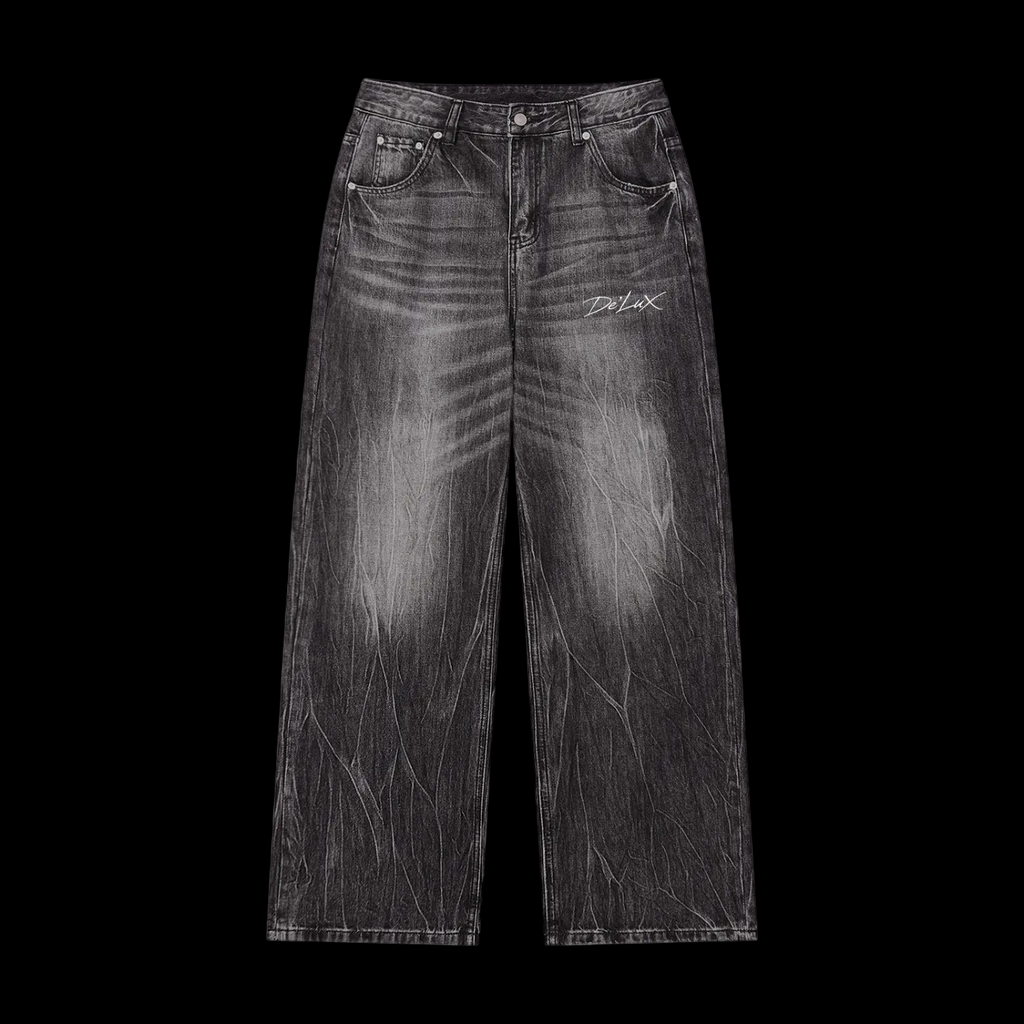 DeLuX Premium Vintage Wash Wide Leg Jeans