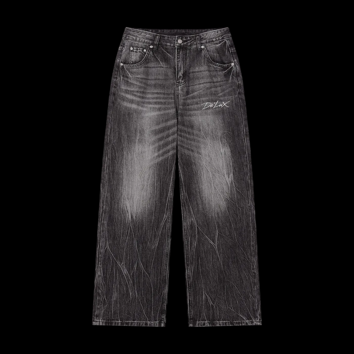 DeLuX Premium Vintage Wash Wide Leg Jeans