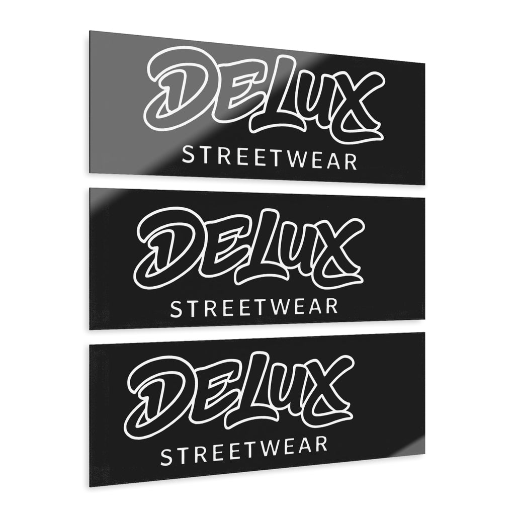 Delux Streetwear Triptych Acrylic Wall Art — Modern Black Logo Panels