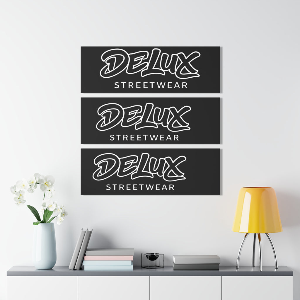 Delux Streetwear Triptych Acrylic Wall Art — Modern Black Logo Panels