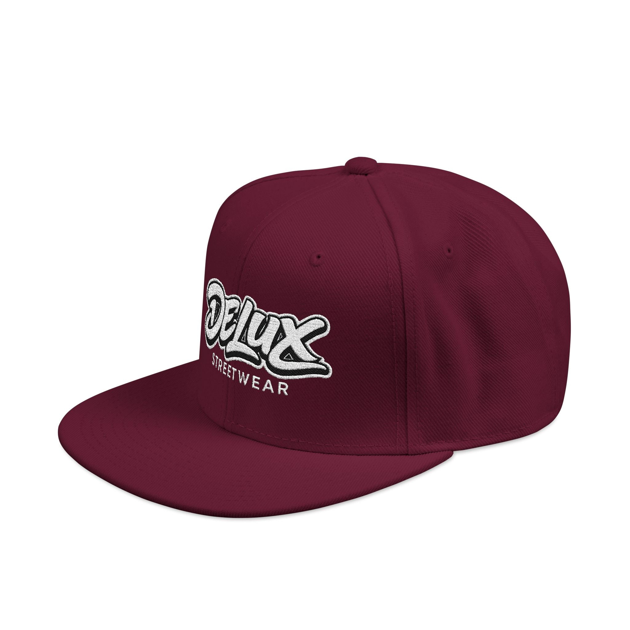 Mens Embroidered 'Delux' Snapback Cap – Streetwear Flat-Brim Hat