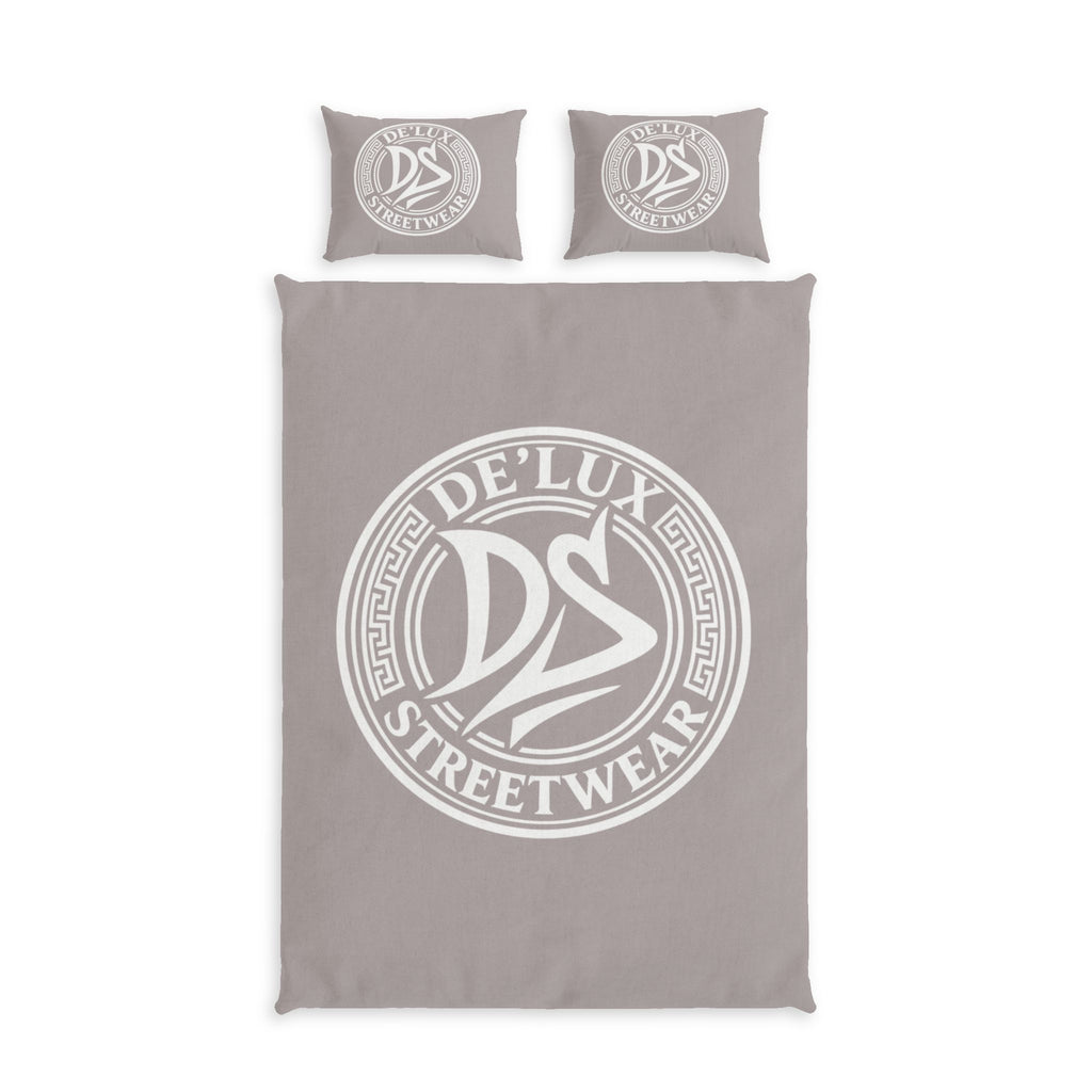 De'Lux Streetwear Logo Cotton Duvet Cover Set – Neutral Grey Bedding