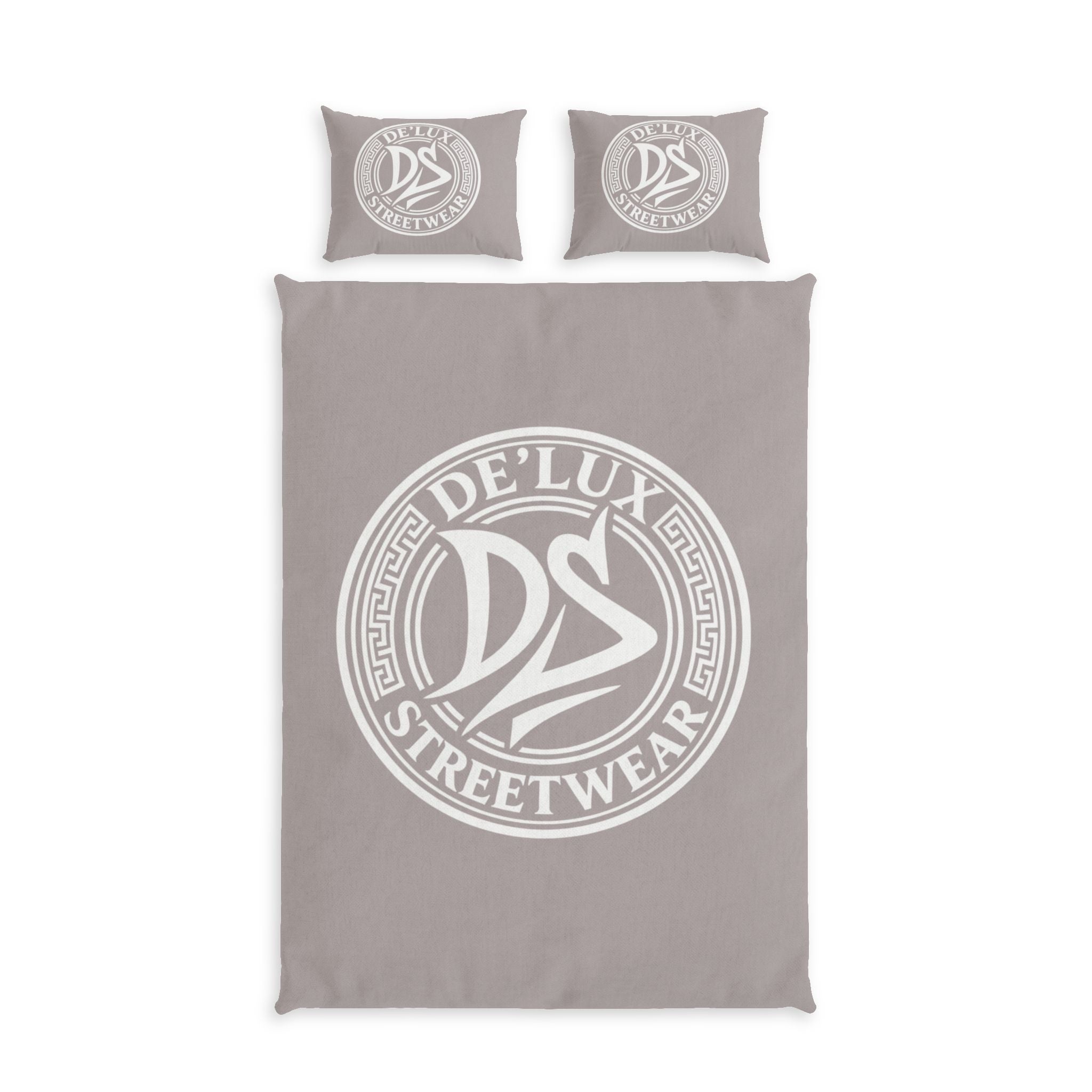 De'Lux Streetwear Logo Cotton Duvet Cover Set – Neutral Grey Bedding