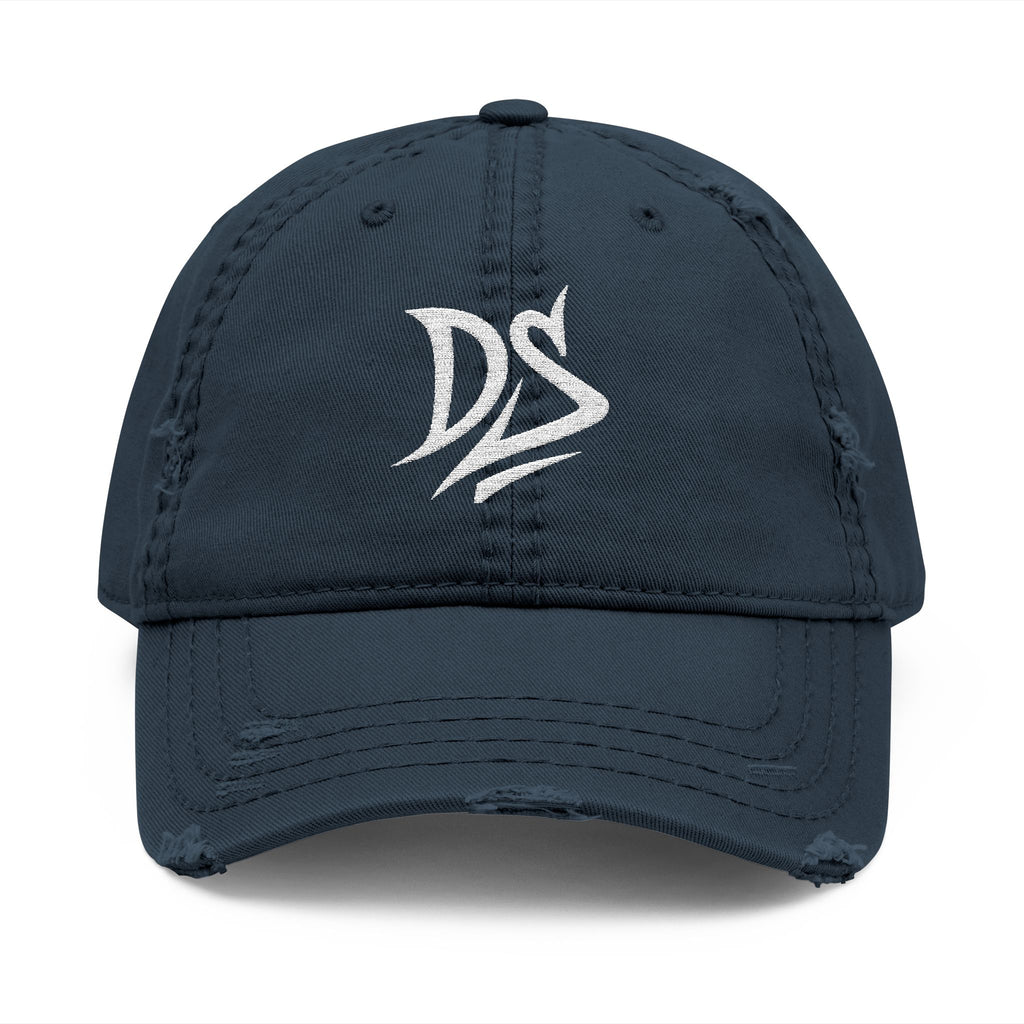 Distressed Embroidered Dad Hat — Vintage ‘DS’ Logo Cap