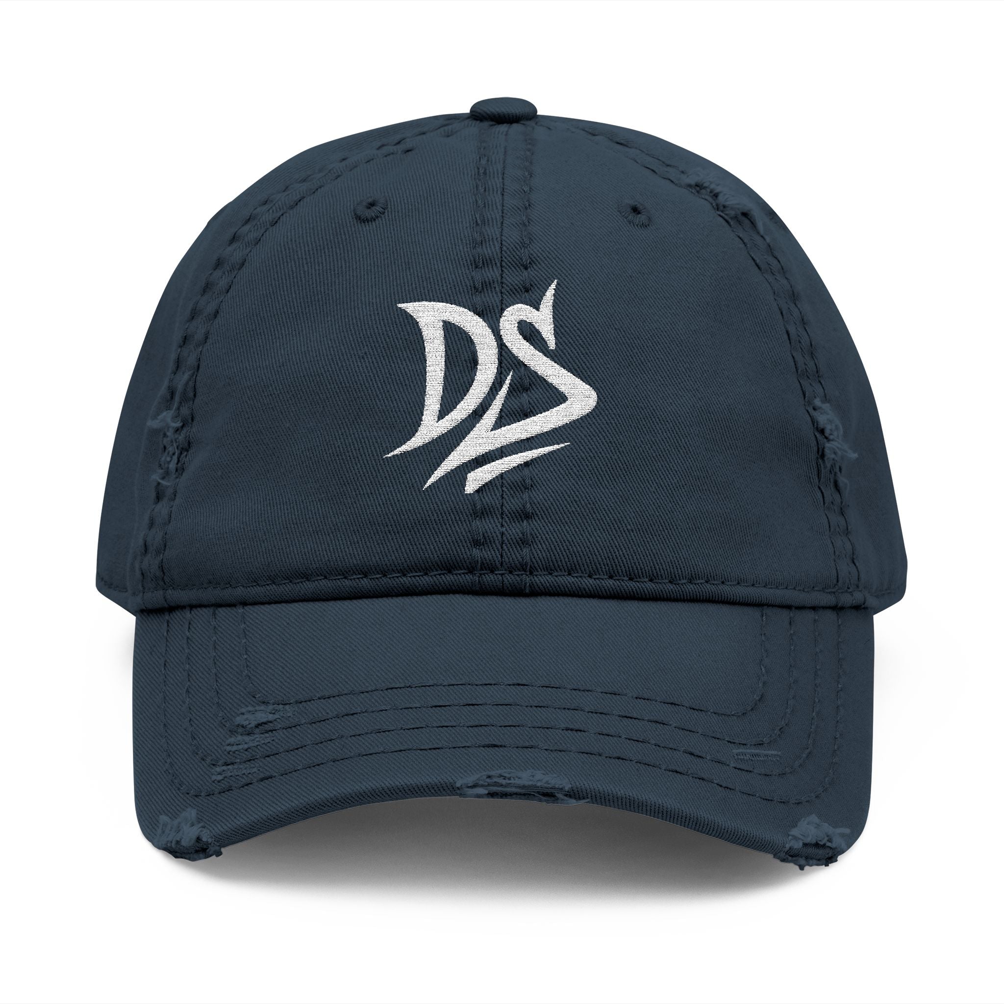 Distressed Embroidered Dad Hat — Vintage ‘DS’ Logo Cap