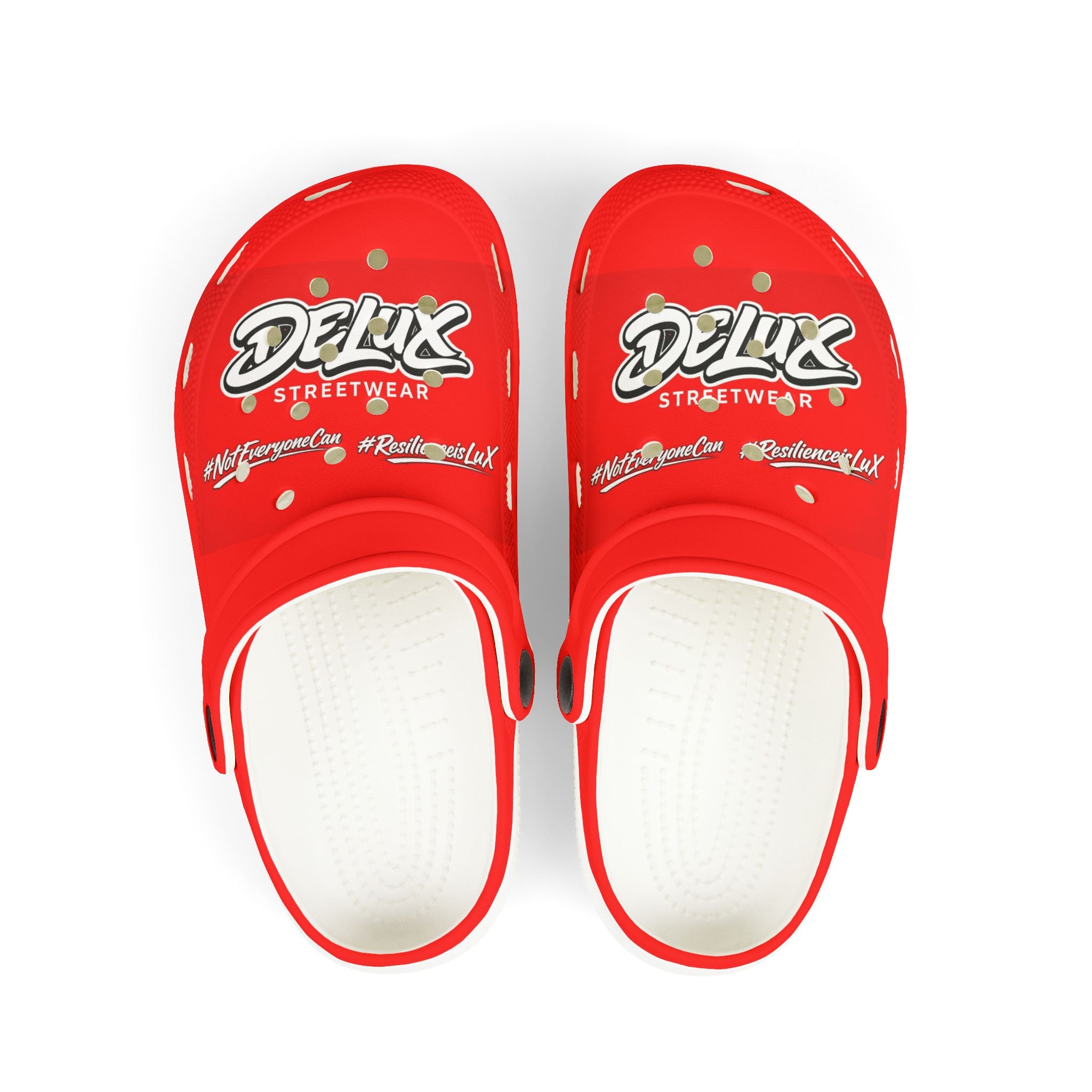Kids Red Streetwear EVA Foam Clogs — 'Delux' Graphic Slip-On Sandals