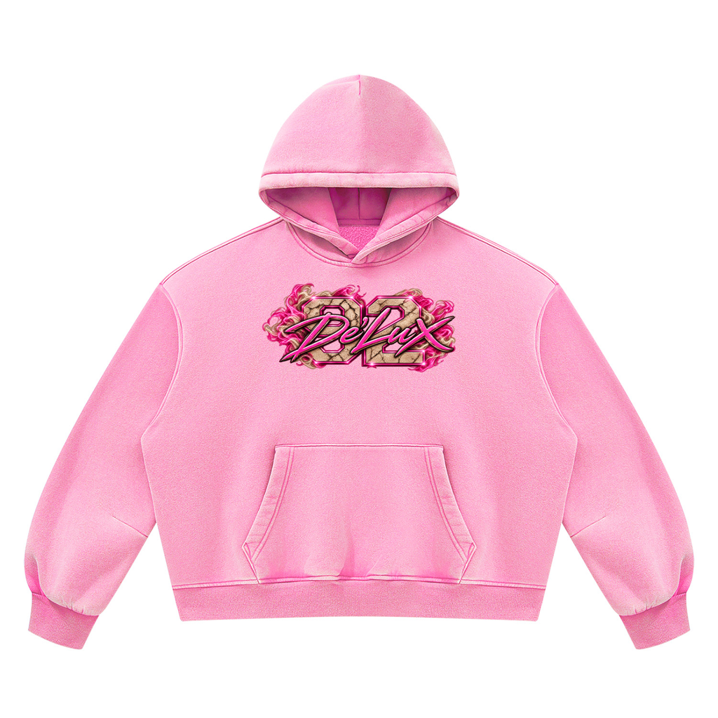 DeLuX Vintage Wash Boxy Fleece Hoodie