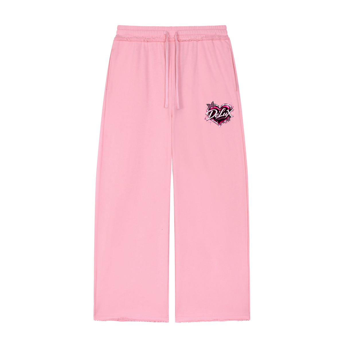 DeLuX Women’s Wide Leg Raw Edge Sweatpants