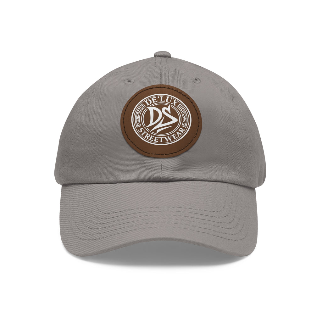Deluxe Streetwear Leather Patch Dad Hat — Round Logo Cap