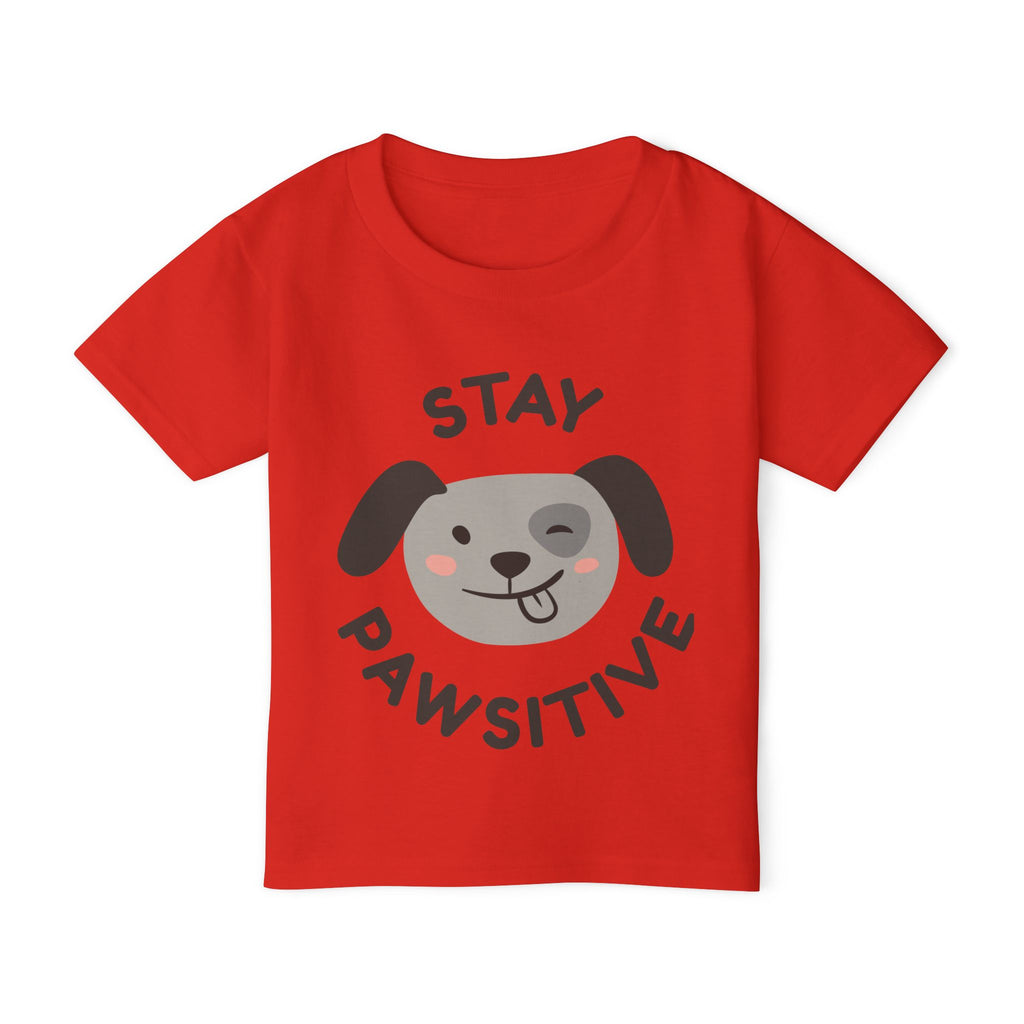 Toddler T-Shirt — "Stay Pawsitive" Cute Winking Puppy Kids Tee