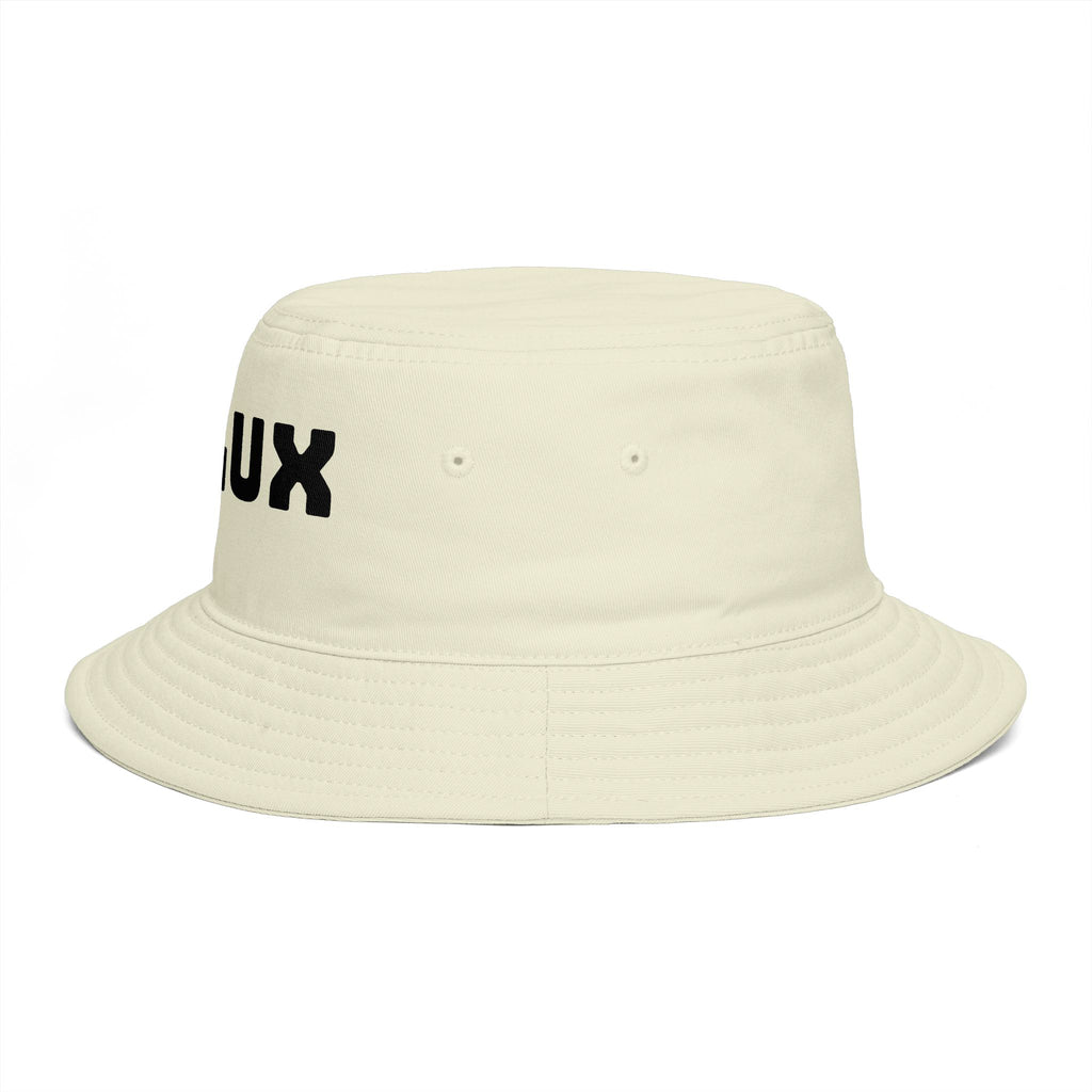 DELUX Brown Bucket Hat — Retro Logo Casual Sun Hat