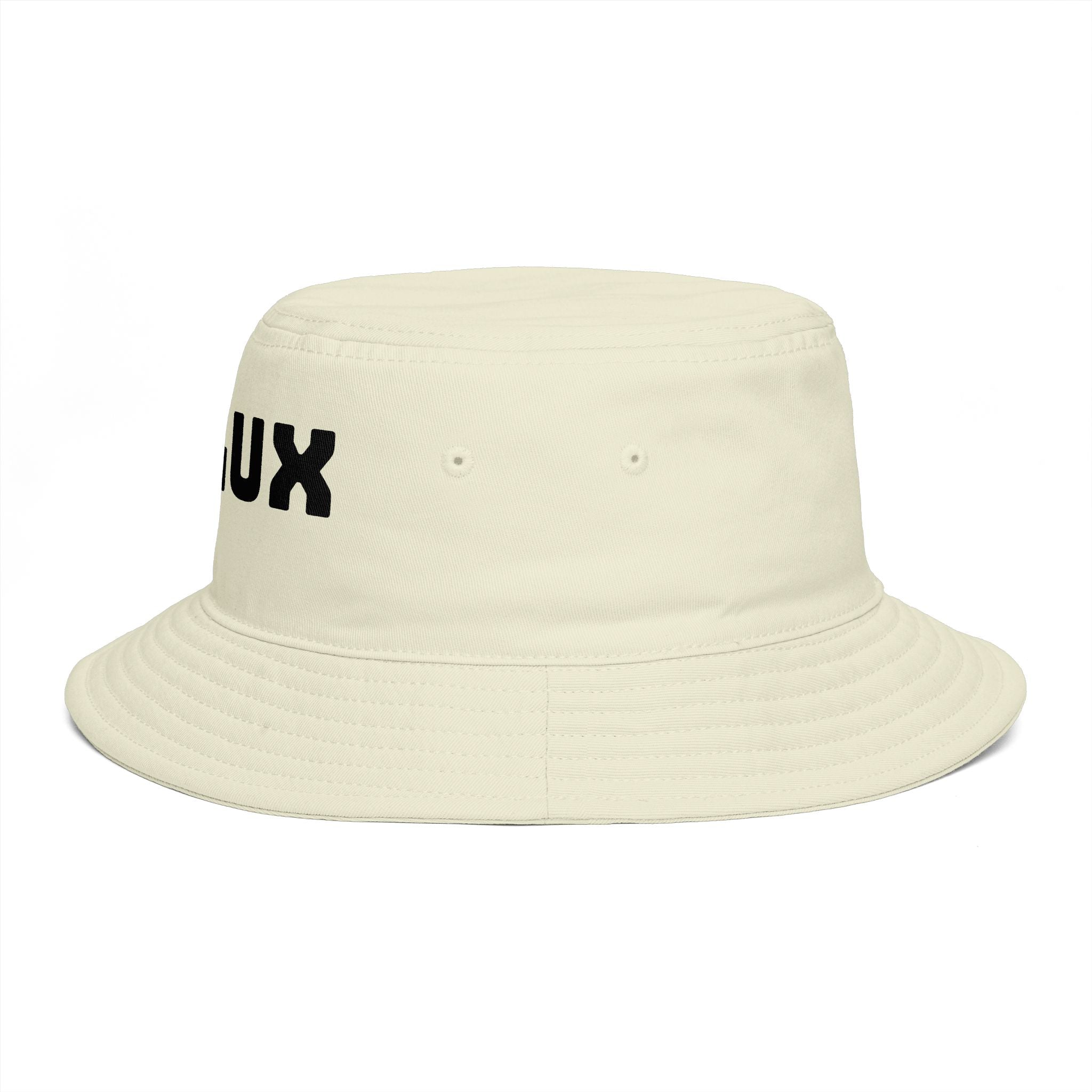 DELUX Brown Bucket Hat — Retro Logo Casual Sun Hat