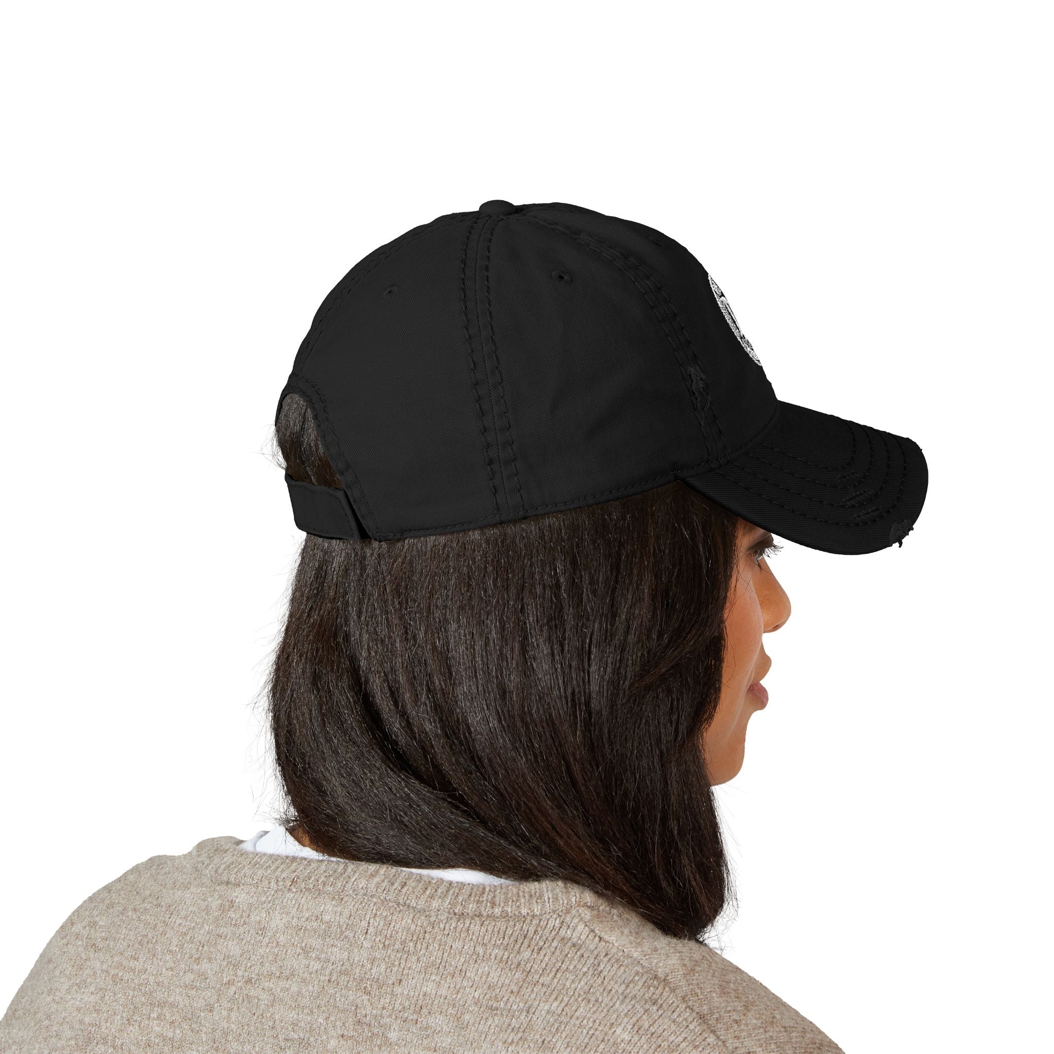 Distressed Embroidered Dad Hat — Vintage Washed Baseball Cap with DS Logo