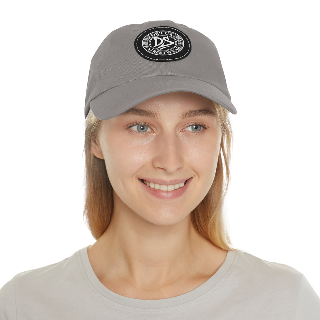 Deluxe Streetwear Leather Patch Dad Hat — Round Logo Cap