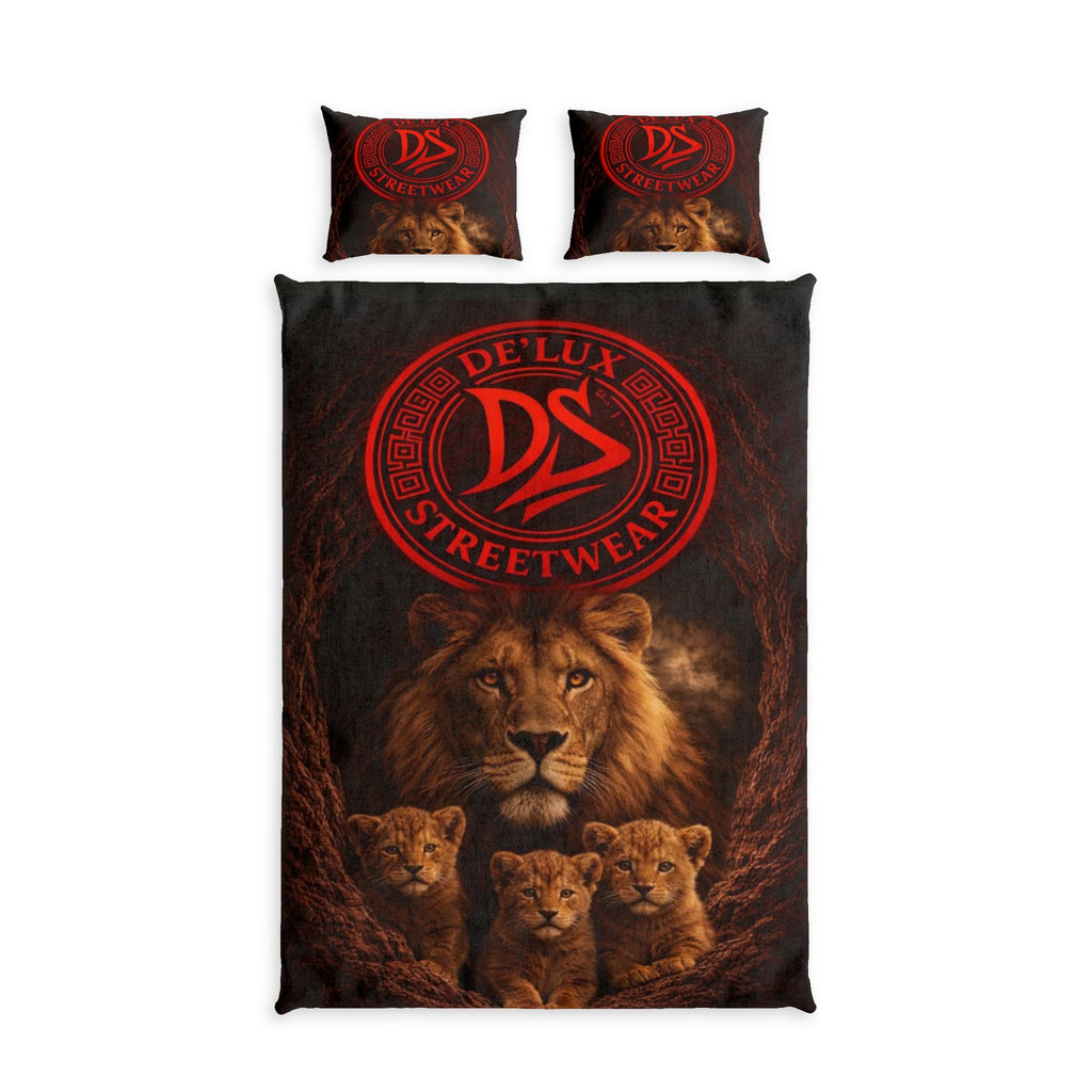 DeLUX Lion Family Cotton Bed Set — Delux Streetwear Logo Duvet Cover